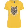 Mandala Wolf Womens Wider Cut T-Shirt Yellow