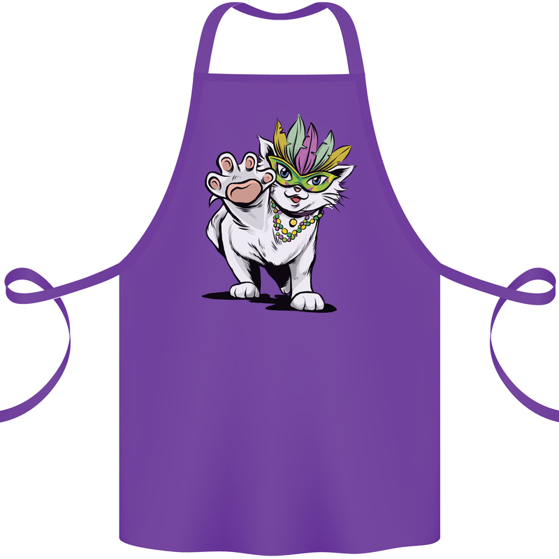 Mardi Gras Festival Cat Cotton Apron 100% Organic Purple