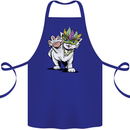 Mardi Gras Festival Cat Cotton Apron 100% Organic Royal Blue