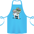 Mardi Gras Festival Cat Cotton Apron 100% Organic Turquoise