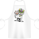 Mardi Gras Festival Cat Cotton Apron 100% Organic White