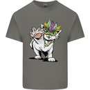 Mardi Gras Festival Cat Kids T-Shirt Childrens Charcoal