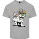 Mardi Gras Festival Cat Kids T-Shirt Childrens Sports Grey