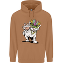 Mardi Gras Festival Cat Mens 80% Cotton Hoodie Caramel Latte