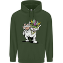 Mardi Gras Festival Cat Mens 80% Cotton Hoodie Forest Green