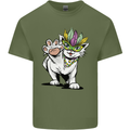 Mardi Gras Festival Cat Mens Cotton T-Shirt Tee Top Military Green
