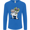 Mardi Gras Festival Cat Mens Long Sleeve T-Shirt Royal Blue