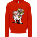 Mardi Gras Festival Cat Mens Sweatshirt Jumper Bright Red