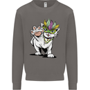 Mardi Gras Festival Cat Mens Sweatshirt Jumper Charcoal