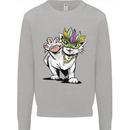 Mardi Gras Festival Cat Mens Sweatshirt Jumper Sports Grey