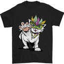 Mardi Gras Festival Cat Mens T-Shirt Cotton Gildan Black