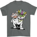 Mardi Gras Festival Cat Mens T-Shirt Cotton Gildan Charcoal