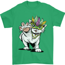 Mardi Gras Festival Cat Mens T-Shirt Cotton Gildan Irish Green