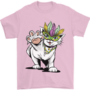 Mardi Gras Festival Cat Mens T-Shirt Cotton Gildan Light Pink