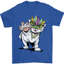 Mardi Gras Festival Cat Mens T-Shirt Cotton Gildan Royal Blue