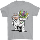 Mardi Gras Festival Cat Mens T-Shirt Cotton Gildan Sports Grey
