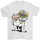 Mardi Gras Festival Cat Mens T-Shirt Cotton Gildan White