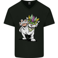 Mardi Gras Festival Cat Mens V-Neck Cotton T-Shirt Black