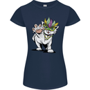 Mardi Gras Festival Cat Womens Petite Cut T-Shirt Navy Blue
