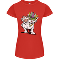 Mardi Gras Festival Cat Womens Petite Cut T-Shirt Red