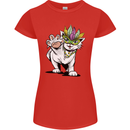 Mardi Gras Festival Cat Womens Petite Cut T-Shirt Red