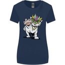 Mardi Gras Festival Cat Womens Wider Cut T-Shirt Navy Blue