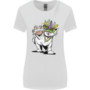 Mardi Gras Festival Cat Womens Wider Cut T-Shirt White