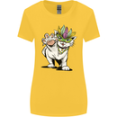 Mardi Gras Festival Cat Womens Wider Cut T-Shirt Yellow