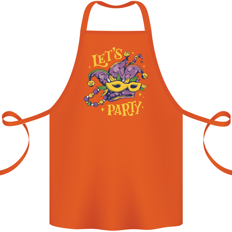 Mardi Gras Lets Party Cotton Apron 100% Organic Orange