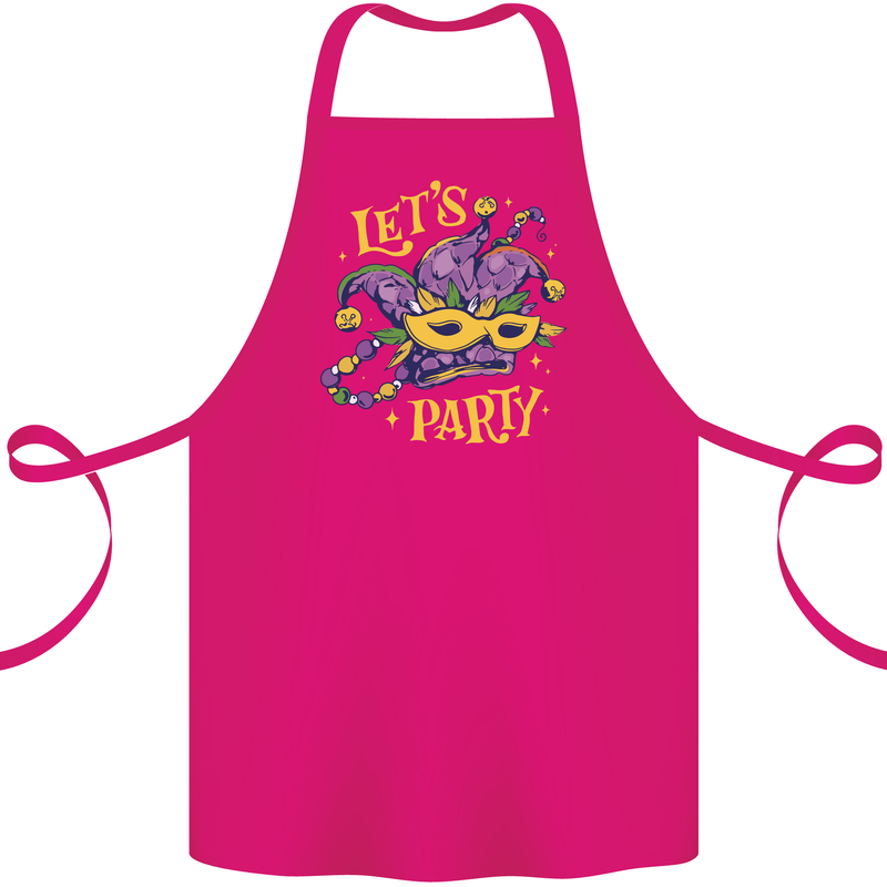 Mardi Gras Lets Party Cotton Apron 100% Organic Pink