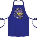 Mardi Gras Lets Party Cotton Apron 100% Organic Royal Blue