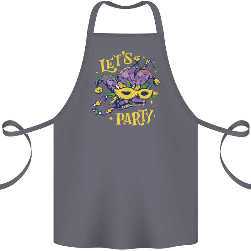 Mardi Gras Lets Party Cotton Apron 100% Organic Steel