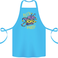 Mardi Gras Lets Party Cotton Apron 100% Organic Turquoise