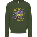 Mardi Gras Lets Party Kids Sweatshirt Jumper Forest Green