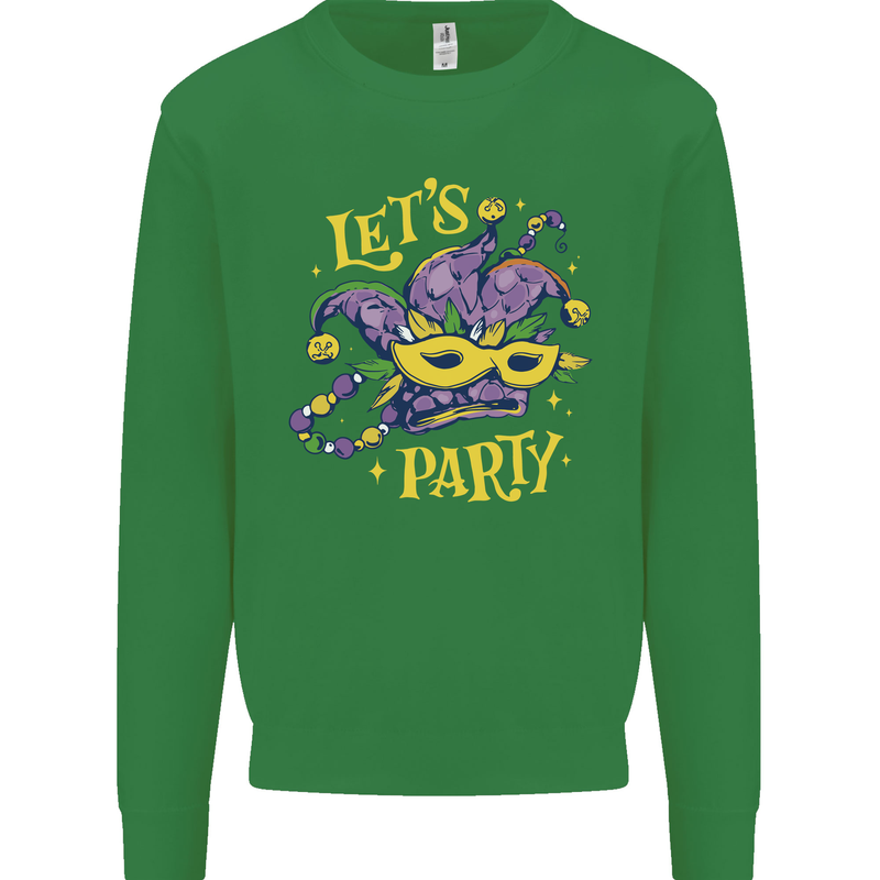 Mardi Gras Lets Party Kids Sweatshirt Jumper Irish Green