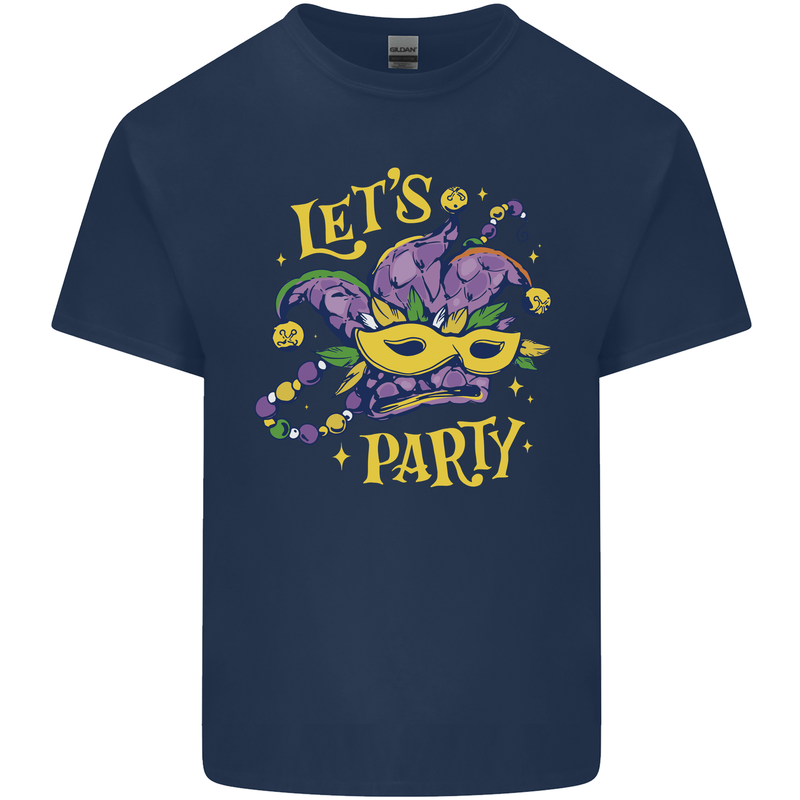 Mardi Gras Lets Party Kids T-Shirt Childrens Navy Blue