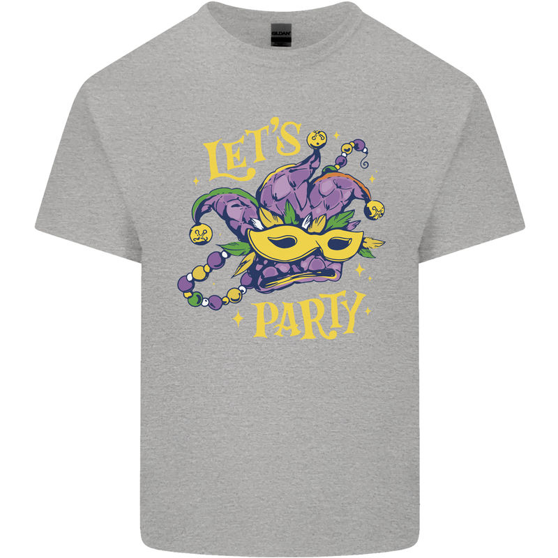 Mardi Gras Lets Party Kids T-Shirt Childrens Sports Grey