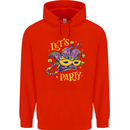 Mardi Gras Lets Party Mens 80% Cotton Hoodie Bright Red