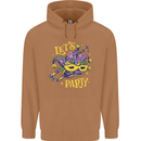 Mardi Gras Lets Party Mens 80% Cotton Hoodie Caramel Latte