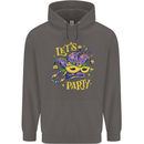 Mardi Gras Lets Party Mens 80% Cotton Hoodie Charcoal
