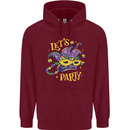 Mardi Gras Lets Party Mens 80% Cotton Hoodie Maroon