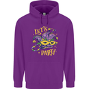 Mardi Gras Lets Party Mens 80% Cotton Hoodie Purple