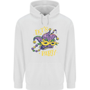 Mardi Gras Lets Party Mens 80% Cotton Hoodie White