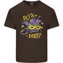 Mardi Gras Lets Party Mens Cotton T-Shirt Tee Top Dark Chocolate