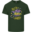 Mardi Gras Lets Party Mens Cotton T-Shirt Tee Top Forest Green