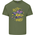 Mardi Gras Lets Party Mens Cotton T-Shirt Tee Top Military Green