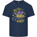 Mardi Gras Lets Party Mens Cotton T-Shirt Tee Top Navy Blue