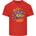 Mardi Gras Lets Party Mens Cotton T-Shirt Tee Top Red