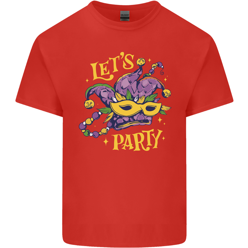 Mardi Gras Lets Party Mens Cotton T-Shirt Tee Top Red