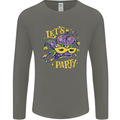 Mardi Gras Lets Party Mens Long Sleeve T-Shirt Charcoal